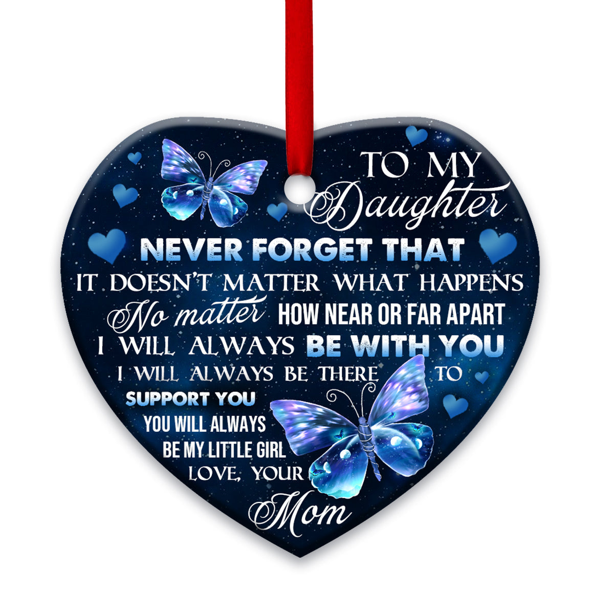 Family To My Daughter Butterfly - Heart Ornament - Owls Matrix LTD