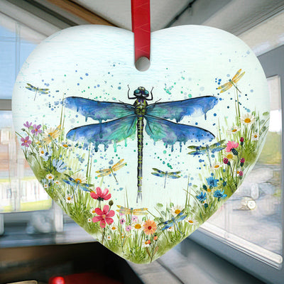 Dragonfly Faith From Heaven - Heart Ornament - Owls Matrix LTD