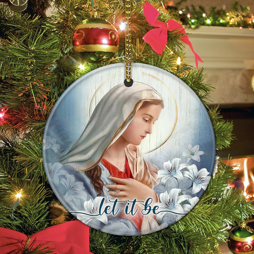 Jesus Mother Of Jesus Our Lady With Lily Flowers - Circle Ornament - Owls Matrix LTD
