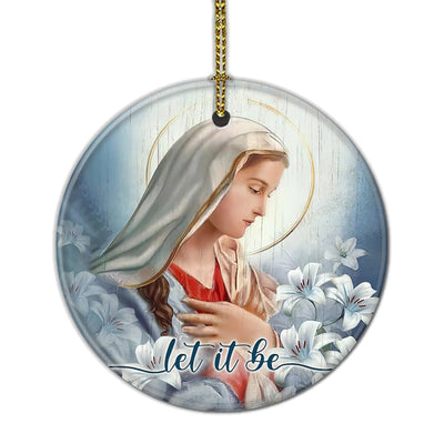 Jesus Mother Of Jesus Our Lady With Lily Flowers - Circle Ornament - Owls Matrix LTD