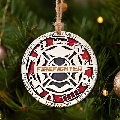 Firefighter Style Symbol For Firefighters - Circle Ornament - Owls Matrix LTD