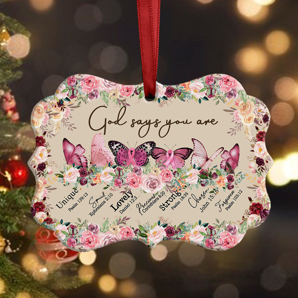 Breast Cancer Awareness Butterfly - Horizontal Ornament - Owls Matrix LTD