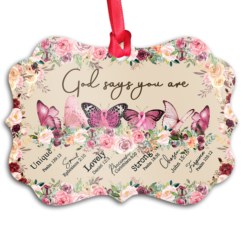 Breast Cancer Awareness Butterfly - Horizontal Ornament - Owls Matrix LTD
