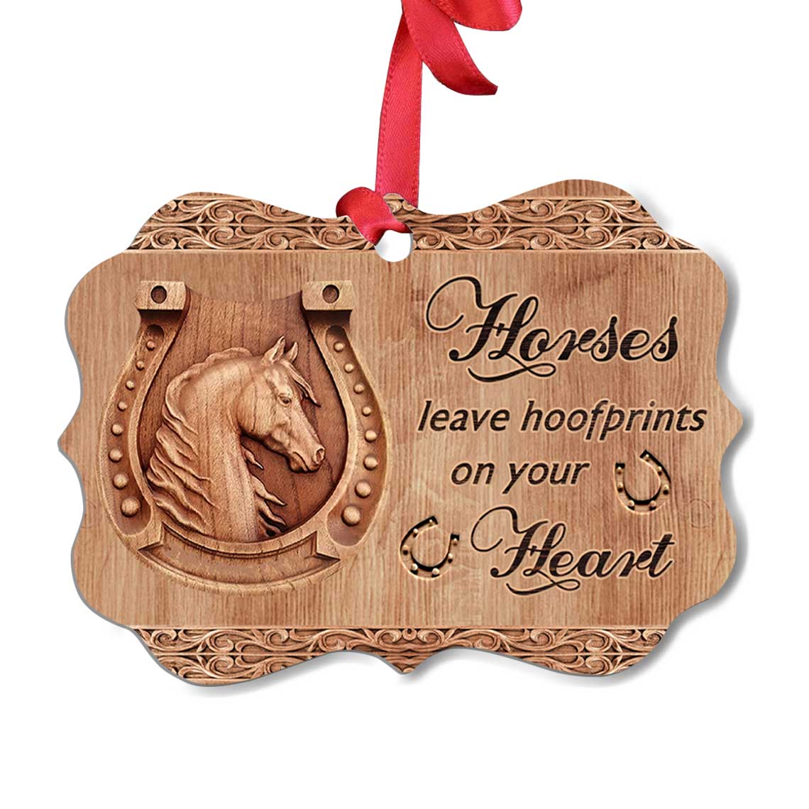 Horse Leave Hoofprint On Your Heart - Horizontal Ornament - Owls Matrix LTD