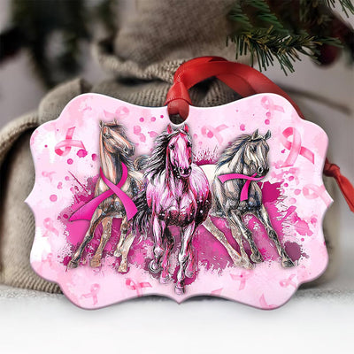 Horse Breast Cancer Lover - Horizontal Ornament - Owls Matrix LTD