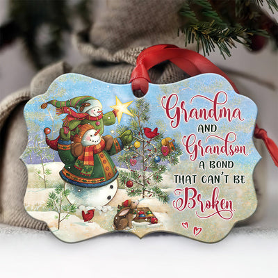 Snowman Grandma And Grandson - Horizontal Ornament - Owls Matrix LTD