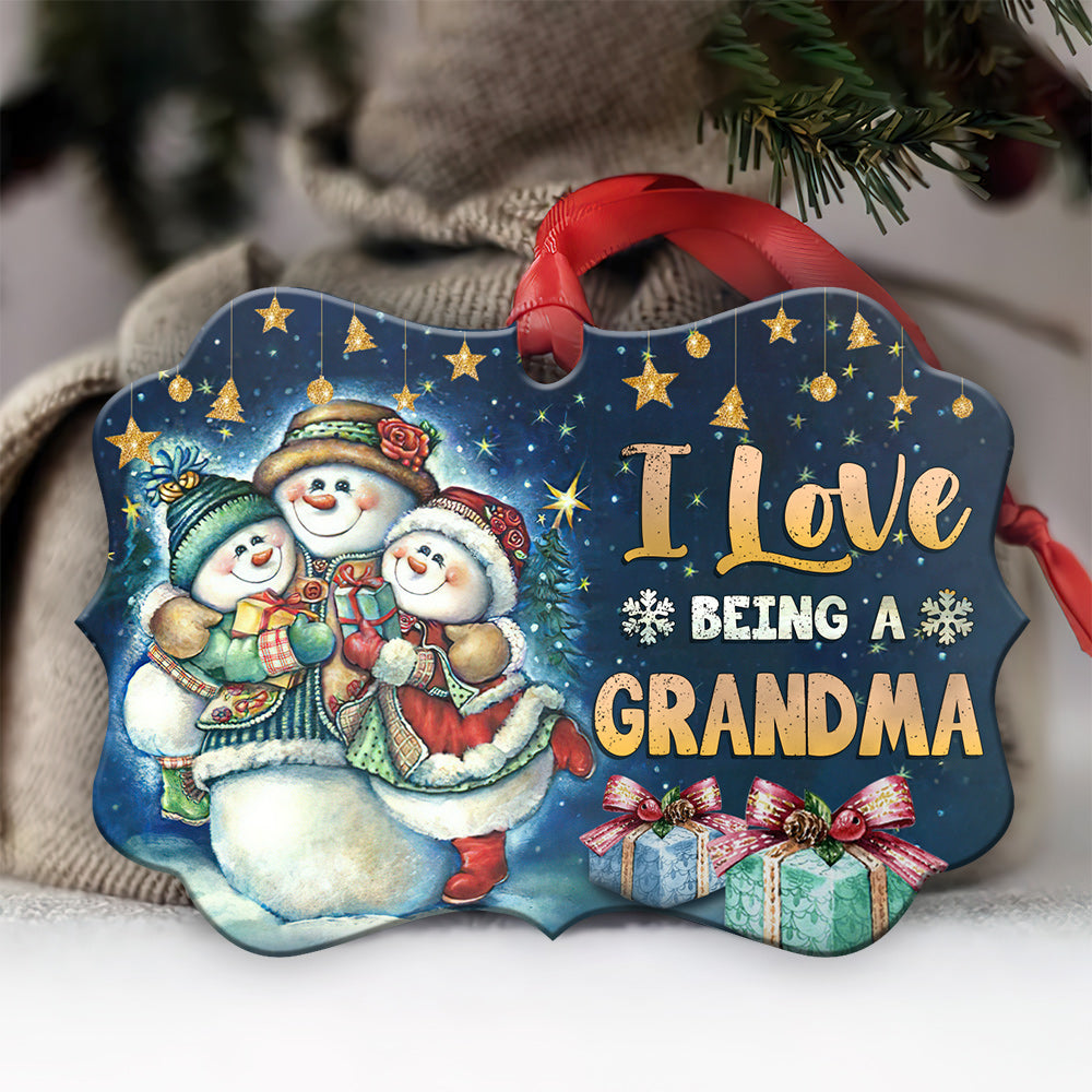 Snowman I Love Being A Grandma - Horizontal Ornament - Owls Matrix LTD
