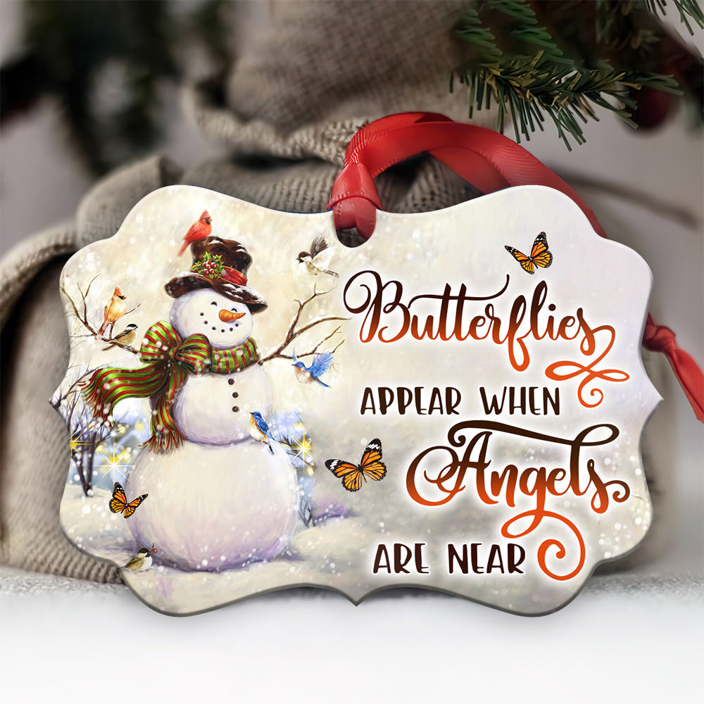 Snowman Memorial Angel Are Near - Horizontal Ornament - Owls Matrix LTD