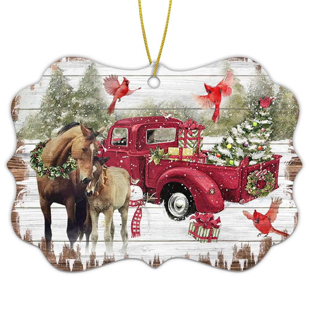 Pack 1 Horse Christmas Red Style- Horizontal Ornament - Owls Matrix LTD