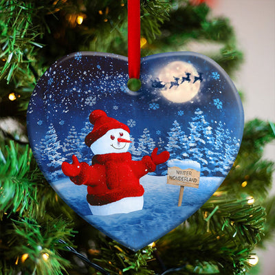 Snowman Winter Wonderland Lover - Heart Ornament - Owls Matrix LTD