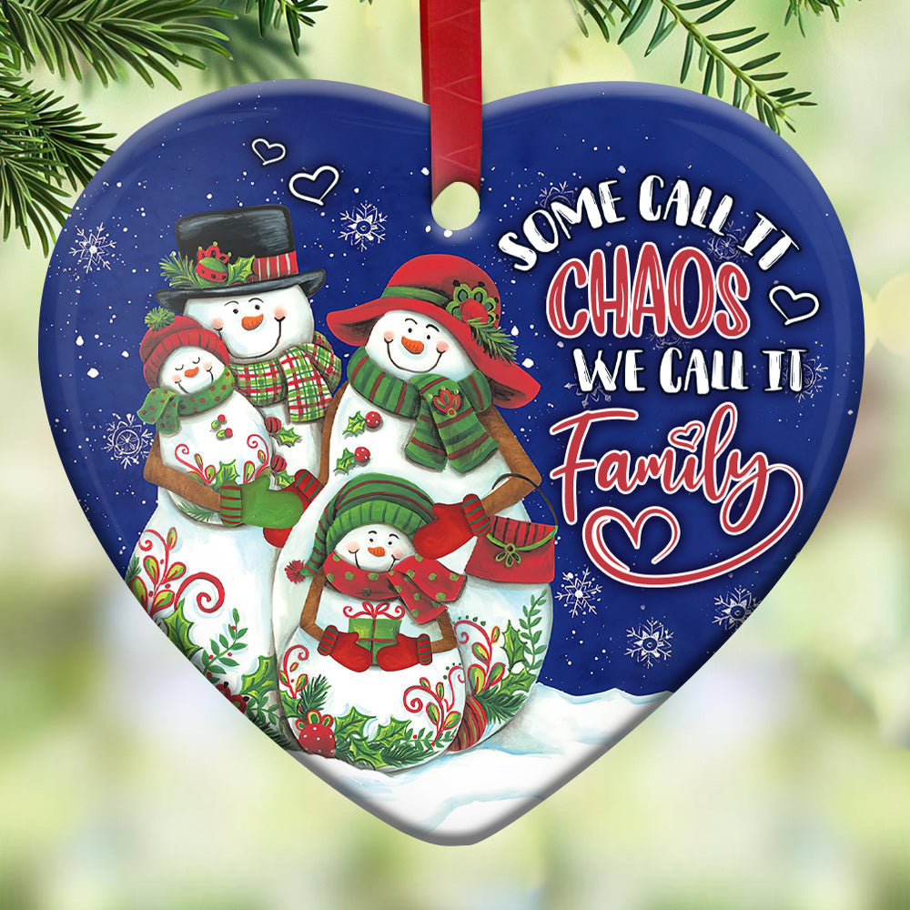 Snowman Family We Call It Family - Heart Ornament - Owls Matrix LTD