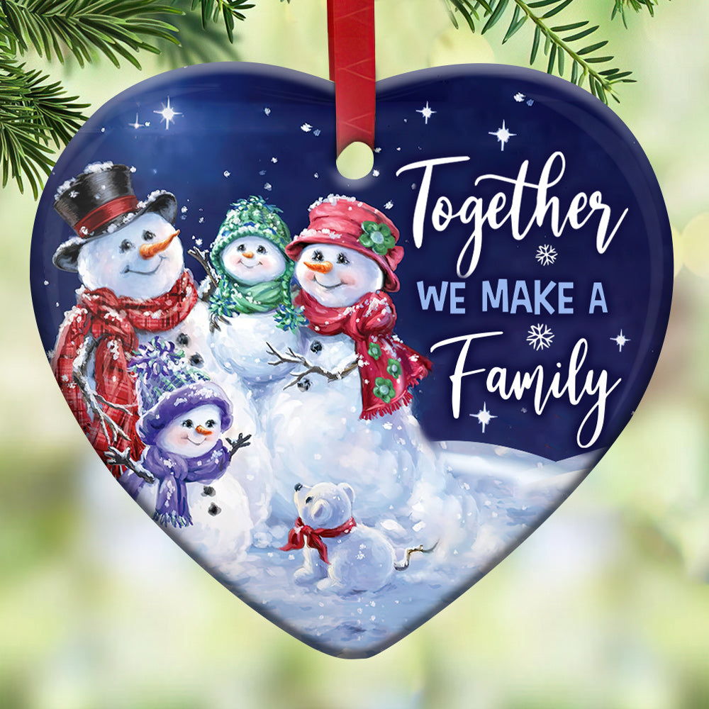 Snowman Family We make Together - Heart Ornament - Owls Matrix LTD