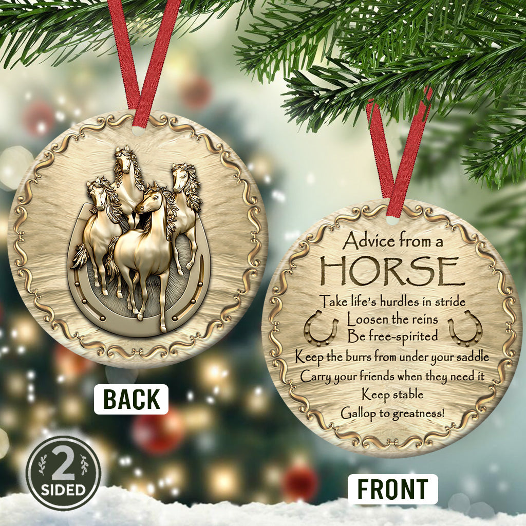 Horse Advice Bronze Style - Circle Ornament - Owls Matrix LTD