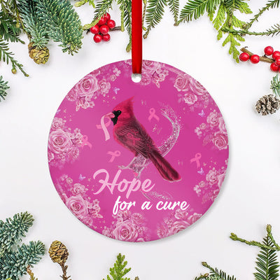 Cardinal Breast Cancer Hope - Circle Ornament - Owls Matrix LTD