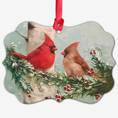 Cardinal Lover Couple Style - Horizontal Ornament - Owls Matrix LTD