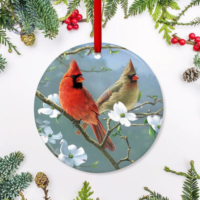 Cardinal Painting Art Style - Circle Ornament - Owls Matrix LTD