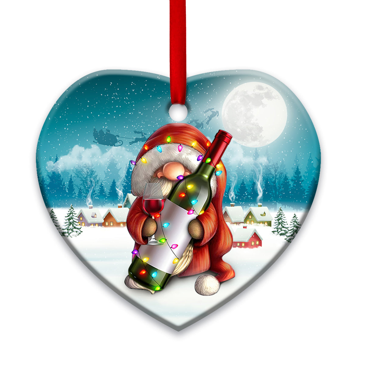 Gnome Christmas Theme Lover - Heart Ornament - Owls Matrix LTD
