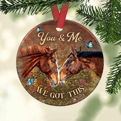 Horse Couple You And Me Butterfly - Circle Ornament - Owls Matrix LTD