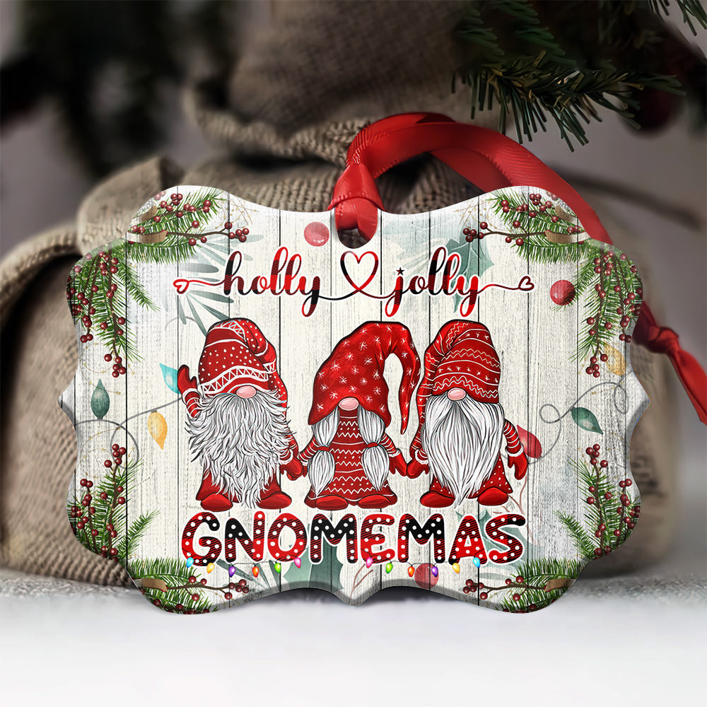 Gnome Holly Jolly Gnomemas - Horizontal Ornament - Owls Matrix LTD