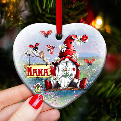 Gnome Family Nana So Lovely - Heart Ornament - Owls Matrix LTD