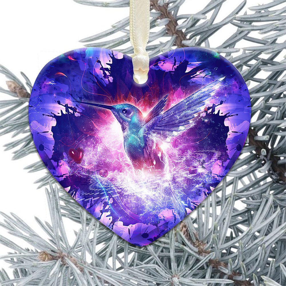 Hummingbird Purple Magical So Cool - Heart Ornament - Owls Matrix LTD