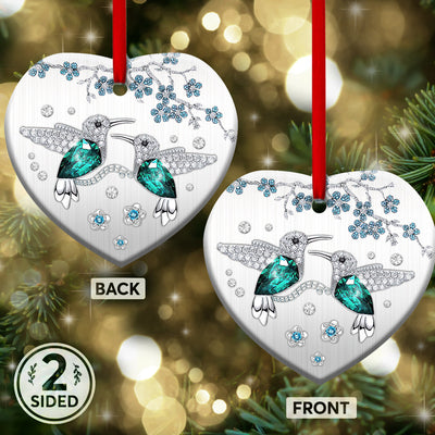 Hummingbird Love Jewelry Style - Heart Ornament - Owls Matrix LTD