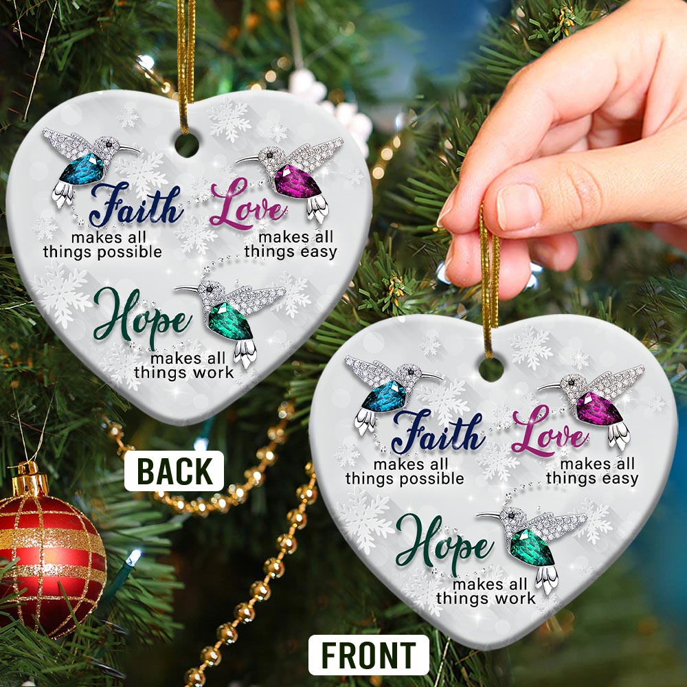 Hummingbird Faith Jewelry Style - Heart Ornament - Owls Matrix LTD