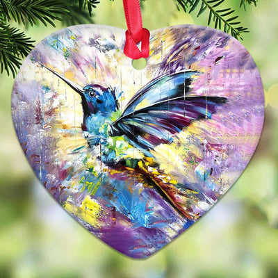 Hummingbird Colorful Love Forest - Heart Ornament - Owls Matrix LTD