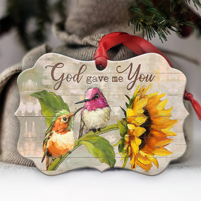 Hummingbird Couple Faith Wood Style - Horizontal Ornament - Owls Matrix LTD