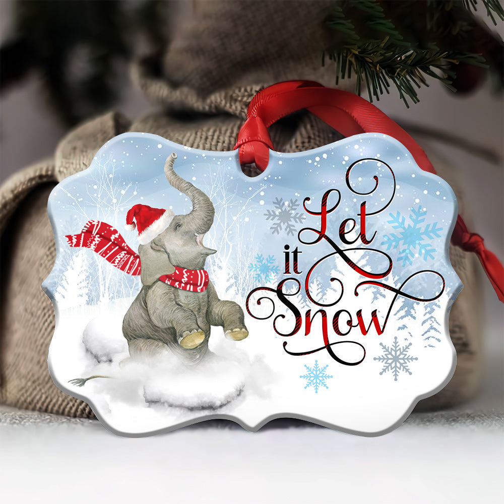 Elephant Let It Snow - Horizontal Ornament - Owls Matrix LTD