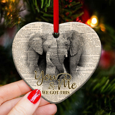 Elephant You And Me We Got This - Heart Ornament - Owls Matrix LTD