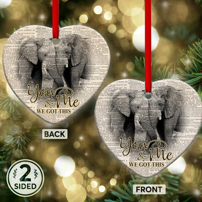 Elephant You And Me We Got This - Heart Ornament - Owls Matrix LTD