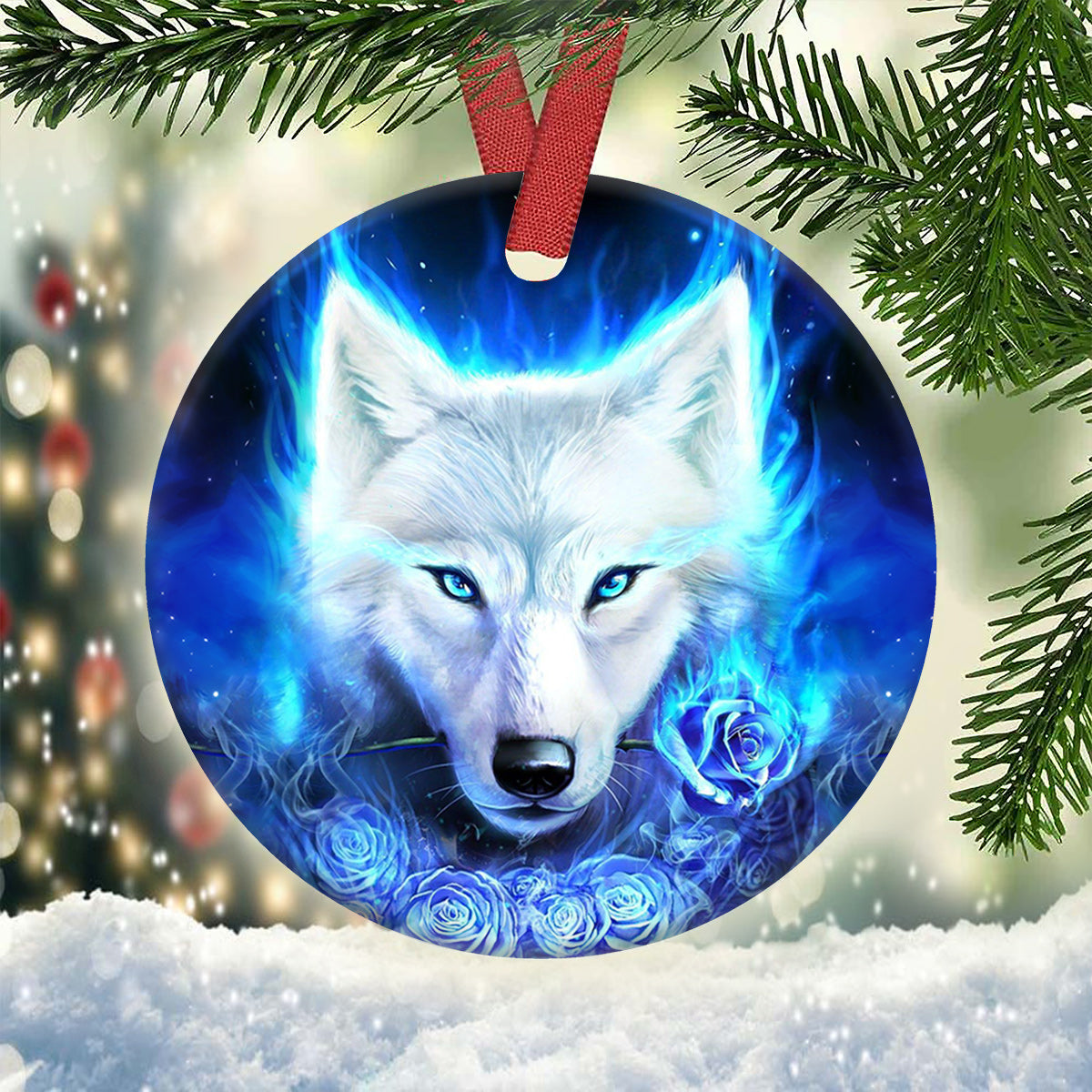 Wolf To Be Strong - Circle Ornament - Owls Matrix LTD