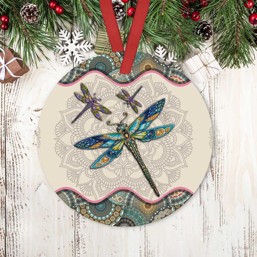Dragonfly Mandala Love Life - Circle Ornament - Owls Matrix LTD
