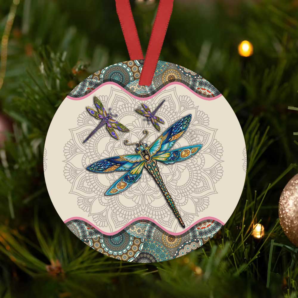 Dragonfly Mandala Love Life - Circle Ornament - Owls Matrix LTD