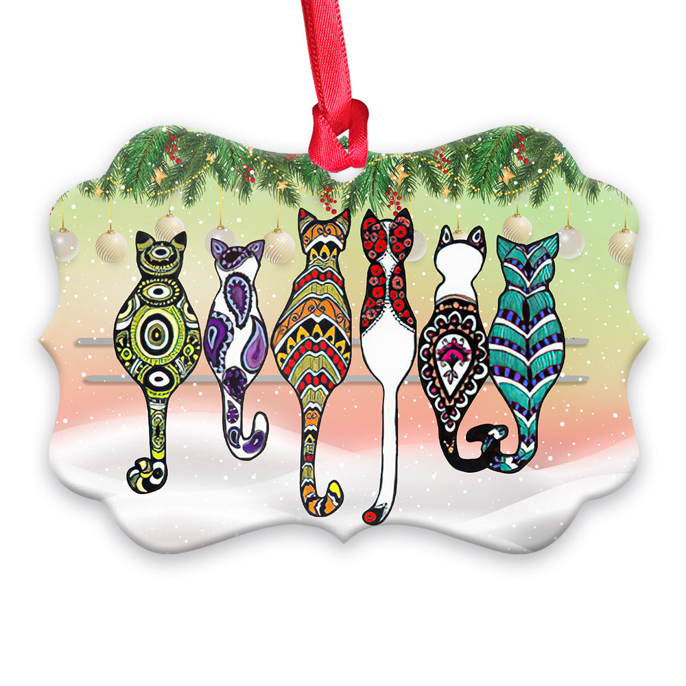 Pack 1 Cat Friends Pattern Christmas - Horizontal Ornament - Owls Matrix LTD