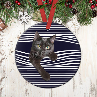 Black Cat Look At You - Circle Ornament - Owls Matrix LTD