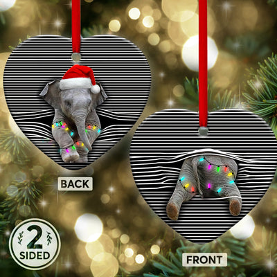 Elephant Christmas Baby Style - Heart Ornament - Owls Matrix LTD