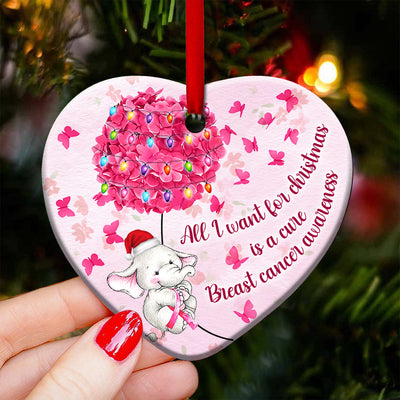 Elephant All I Want For Christmas Butterfly - Heart Ornament - Owls Matrix LTD