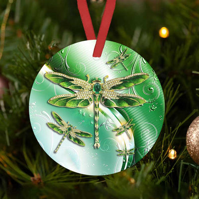 Dragonfly Emerald Green Style - Circle Ornament - Owls Matrix LTD