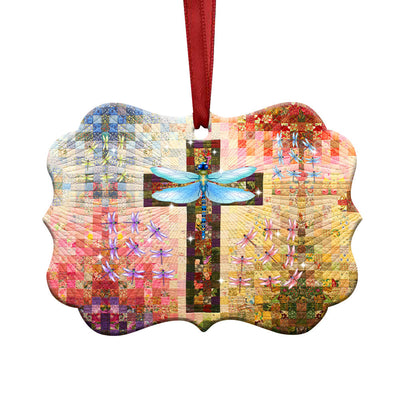 Dragonfly Christmas Love Colorful - Horizontal Ornament - Owls Matrix LTD