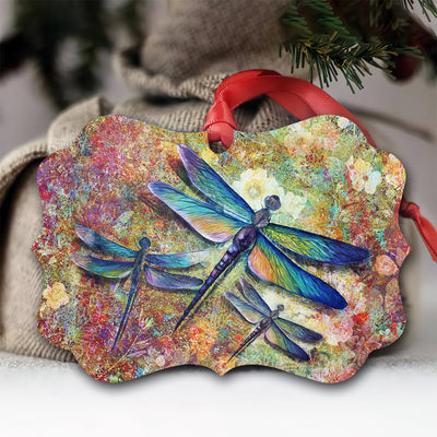 Dragonfly Lover Coloful Art - Horizontal Ornament - Owls Matrix LTD