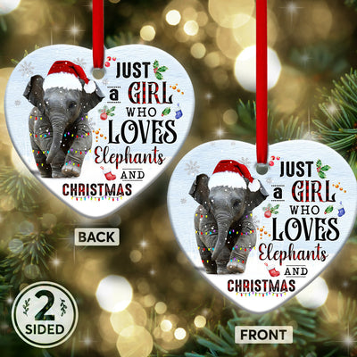 Elephant Just A Girl Who Loves - Heart Ornament - Owls Matrix LTD