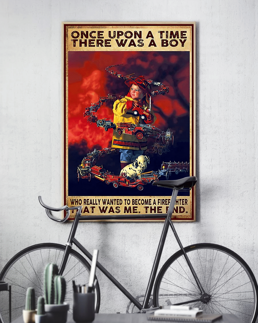 Firefighter Once Upon A Time A Boy - Vertical Poster - Owls Matrix LTD