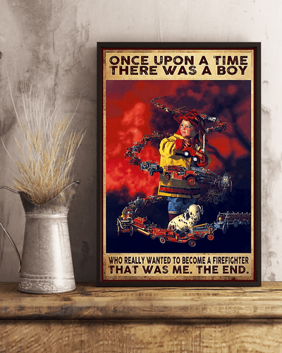 Firefighter Once Upon A Time A Boy - Vertical Poster - Owls Matrix LTD