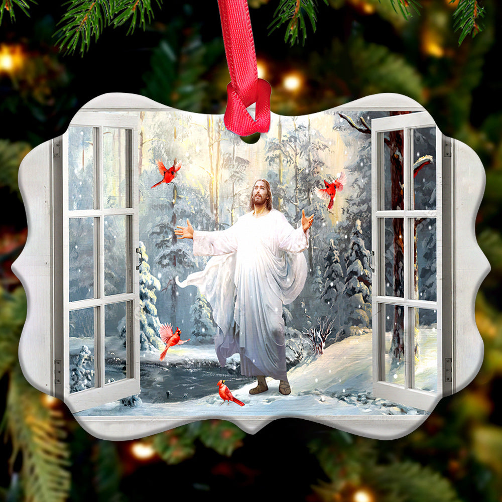 Pack 1 Jesus Faith God And Cardinal Outside Your House - Horizontal Ornament - Owls Matrix LTD