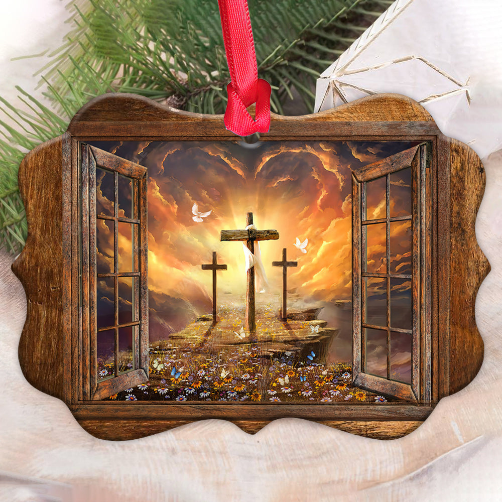 Jesus Faith Heaven In The Window Butterfly And Flower - Horizontal Ornament - Owls Matrix LTD