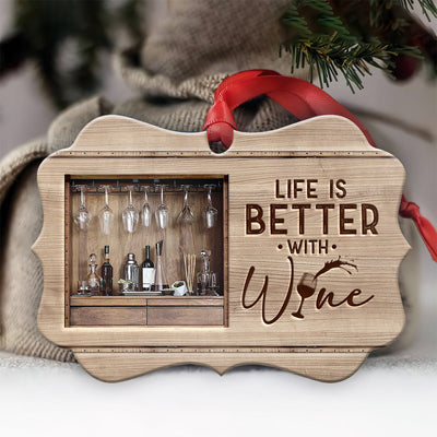 Wine Life Is Better - Horizontal Ornament - Owls Matrix LTD