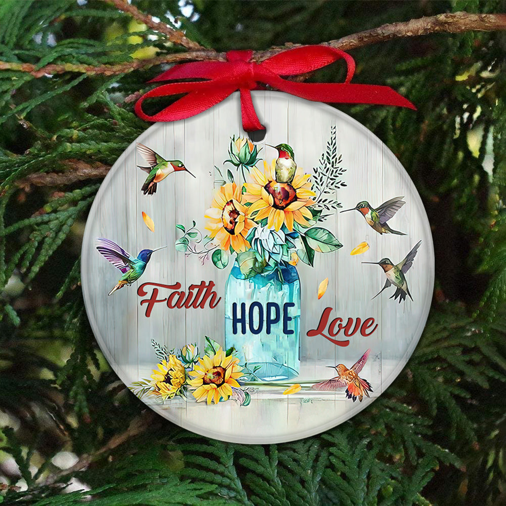 Hummingbird Faith God Hope - Circle Ornament - Owls Matrix LTD