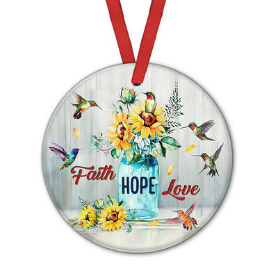 Hummingbird Faith God Hope - Circle Ornament - Owls Matrix LTD